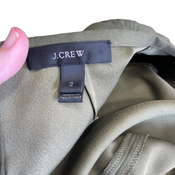 J. Crew Womens Lanatiered Crepe Ruffle Bell Sleeve Blouse Size 2 Green Excellent - Picture 7 of 10